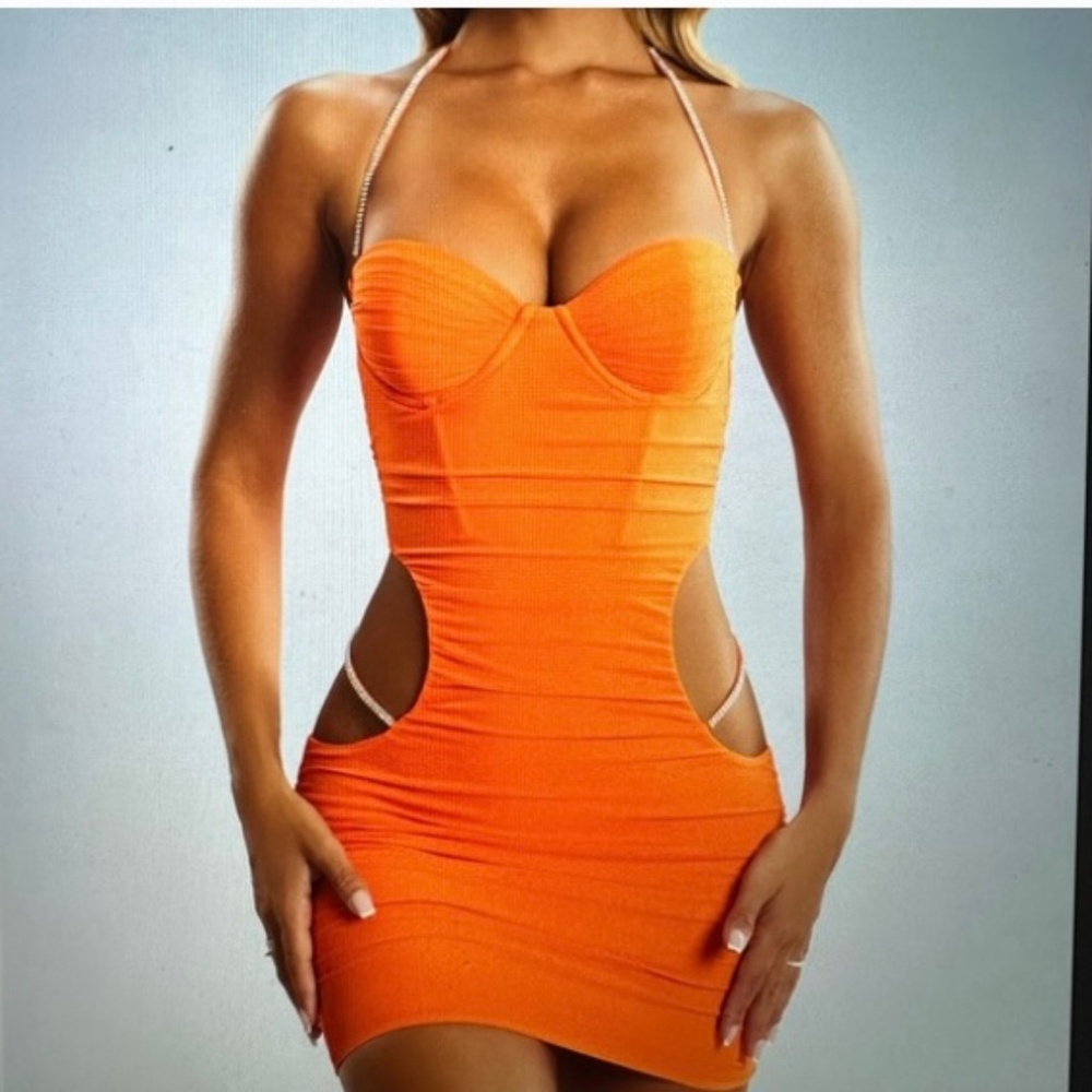Orange Embellished Cut out mini